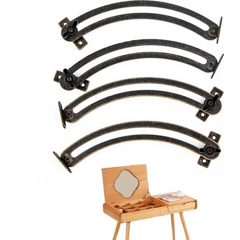 Charnière de soutien réglable pour couvercle – Lot de 4 pièces vintage en acier courbé, idéale pour armoire, meuble ou boîte à jouets (1/4)