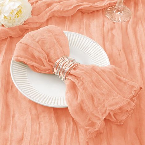 50er-Packung pfirsichfarbene Musselin-Servietten, Frühlingsstoff, 50 Stück (53,3 x 53,3 cm) – ideal für Hochzeiten, Babypartys und Brautpartys. (1/5)