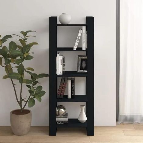 vidaXL Bücherregal Schwarz 60x35x160 cm Massivholz