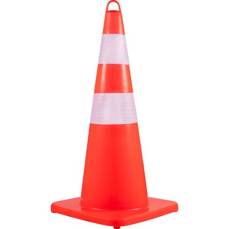Mophorn 12 x 28 Zoll Sicherheitskegel – orange PVC-Verkehrs-/Baukegel, 2 reflektierende Kragen, mit Handring, beschwerter Basis für Verkehr, Auffahrt, Parken