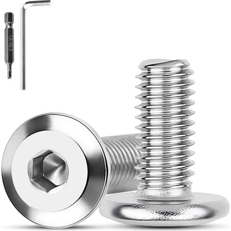 40 Pièces Vis M4 x 20 mm Tête Plate A2 V2A Vis inox M4 Pour Boulons de Meubles Six Pans Creux Avec Clé Hexagonale (1/5)