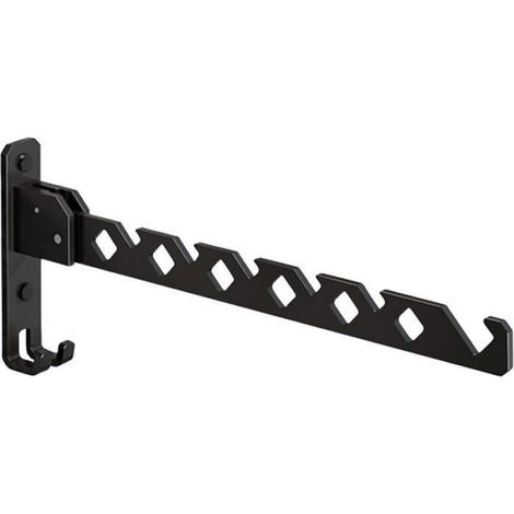 Support mural télescopique - - Aluminium - Noir - Gain de place FIL A LINGE (1/5)