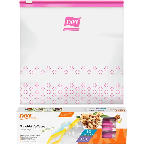 Sacchetti di plastica con chiusura a zip in LDPE da 3,5 l, 10 pezzi, per alimenti, medicinali e cosmetici.