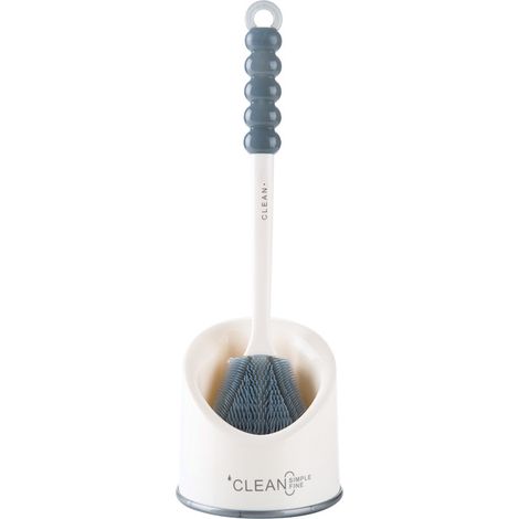 Brosse WC Brosse WC Antibactérienne en Silicone Brosse WC Brosse WC à Long Manche avec Support Hygiénique pour Rangement et Organisation de la Salle de Bain (1/5)