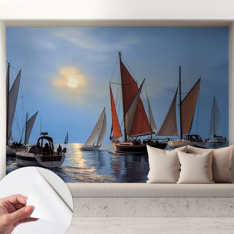 Fotomurale adesivo stickers - murali decorativo - soggiorno moderno - effetto realistico - Avventura velistica 208x146 cm (1/5)