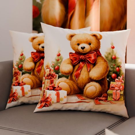 Paire de Housses de Coussin en Microfibre 80x80 cm, Coussins Décoratifs de Noël pour Chambre, Canapé, Salon, Lot de 2 Housses de Coussin, Taie d'oreiller de Noël 3 (1/3)