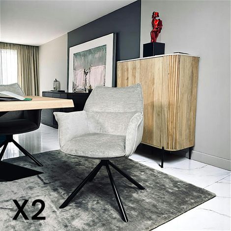 Fauteuil de table en velours gris avec retour (lot de 2) PALERME (1/5)