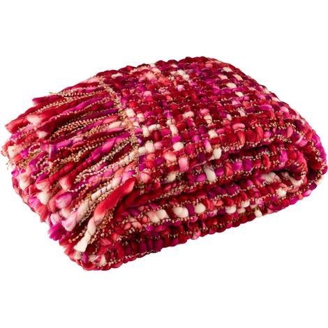 Plaid Tricoté "Efrain" 130x170cm Rose Foncé