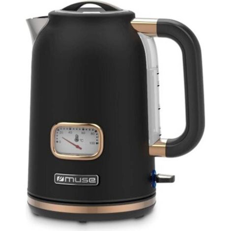 Bouilloire sans fil 1.7L 2200W – Indicateur de température – Filtre amovible – Acier inoxydable 304 – Base pivotante 360° – Muse (1/8)