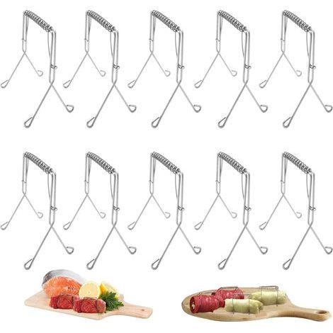 10 pinces à Roulade en Acier inoxydable Réutilisables,Bâtonnets de Barbecue Acier Inoxydable 304,Brochettes à Roulade Aiguilles,Aux Brochettes de Roulade,Alternative à la ficelle (1/5)