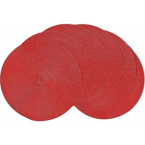 lot De 6  Rouge 38cm Set De Table Rond,set De Table Lavable Rsistant  La Chaleur Sets De Table Plastique Pour La Cuisine