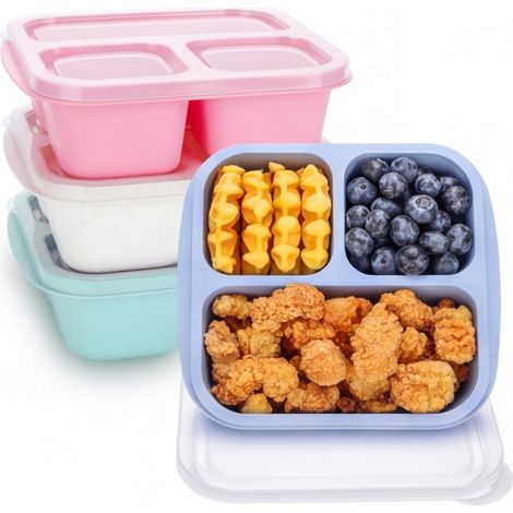 Irovami Bento box enfants – lot 4, 3 compartiments, sans BPA, micro-ondes (1/5)