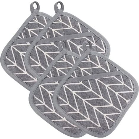 Maniques antidérapantes en silicone et coton de la marque Pieces for the kitchen, maniques carrées résistantes à la chaleur pour la cuisson et la pâtisserie - Gris (1/5)