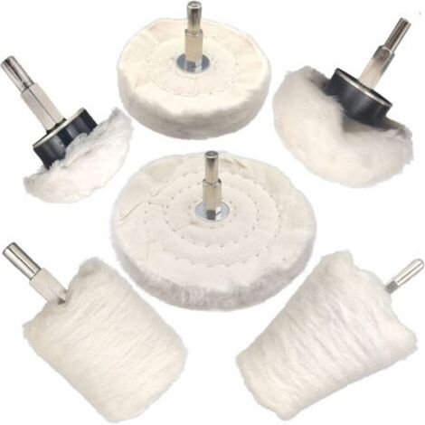 Lot de 6 disques de polissage pour perceuse, tampons de polissage, outils de polissage en forme de roue pour bijoux, bois, plastique, céramique, verre, etc. (1/4)
