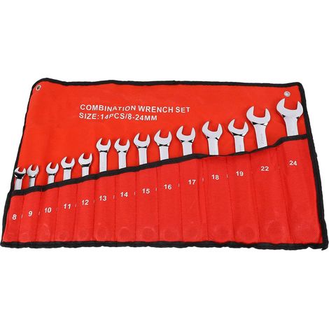 14pcs Ensemble de clés combinées, acier finition de miroir en alliage Solite Kit de clé de résistance pour les garages mécaniques Ateliers de réparation Maintenance (1/5)