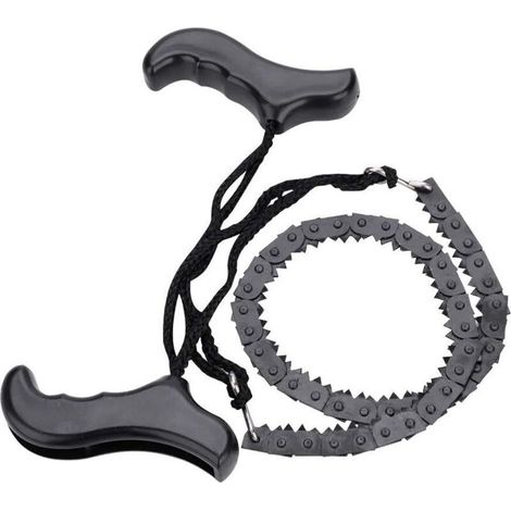 Camping Poche tronçonneuse Scie à chaîne de Poche Main Tronçonneuse avec poignées en acier lame replacement pour la survie Gear, le camping, la chasse(48cm) (1/5)