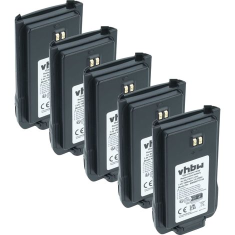 vhbw 5x Akku kompatibel mit Hyt / Hytera TC-446S, TC-500S, TC-508U1, TC-448, TC-508U, TC-508 Funkgerät, Walkie Talkie (1800 mAh, 7,4 V, Li-Ion)