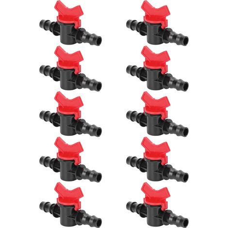 Lot de 10 raccords d'irrigation 1/2" avec robinet cannelé et connecteur pour tuyau d'arrosage. (1/5)