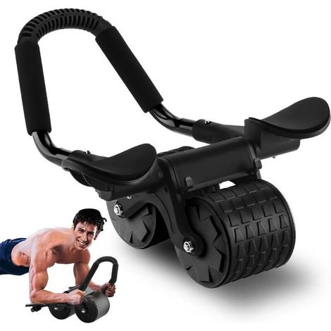 Roue Abdominale avec Rebond Automatique, Roue de Fitness Double avec Support Coudes et Tapis Genoux, Entraînement Abdominal pour Homme et Femme (1/4)