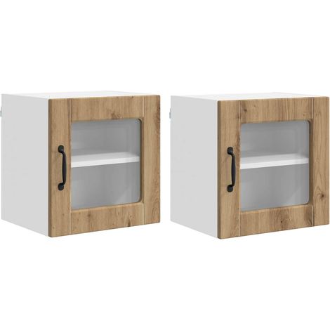 Maison Exclusive - Armario de vidrio para pared PORTO 2 pcs Roble