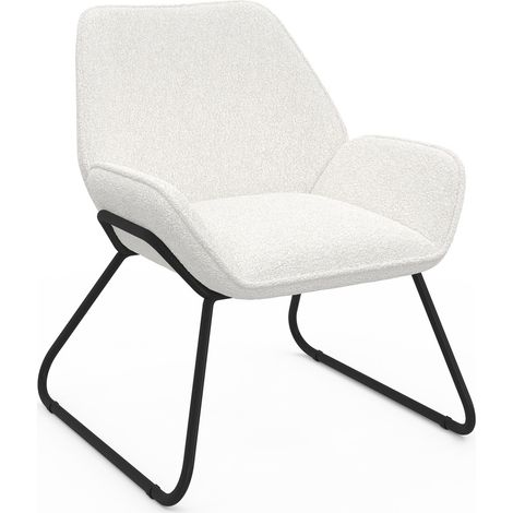 Poltrona SIXTINE in tessuto bouclette e gambe in metallo nero (1/5)
