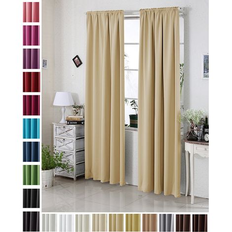 WOLTU Gardine blickdicht mit Kräuselband ( 1 Stück ) Champagner 135x245 cm