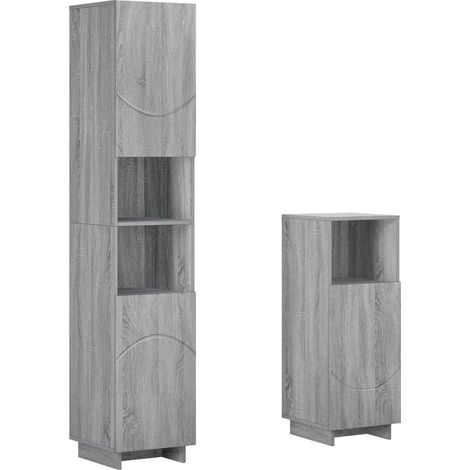 Badezimmerschrank-Set 2 stk. Grau Sonoma Holzwerkstoff vidaXL (1/5)