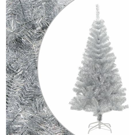 vidaXL Sapin de Noël artificiel avec support argenté 120 cm PET