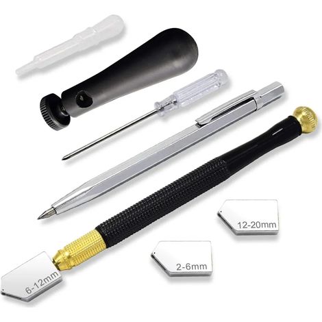 Kit de coupe-verre professionnel - 7 outils diamantés pour verre, carrelage et céramique, adaptés aux découpes de 2 à 20 mm. (1/5)