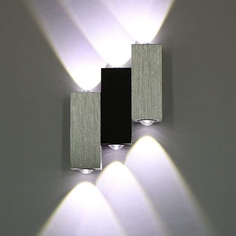 Applique Murale - 6 LED - 6 W - Aluminium - Blanc Froid - Pour Chambre Salon Couloir Bureau - 1 Pièce