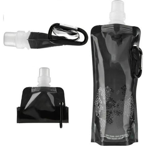 Gourde pliable ultralégère en silicone, portable et pliable, idéale pour les sports de plein air, la randonnée et le camping (noire).-AquaForge (1/3)