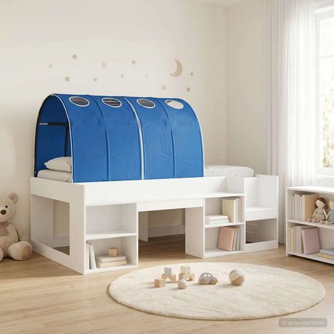 Cama con túnel 3 uds. Blanco y Azul Madera de ingeniería (1/5)