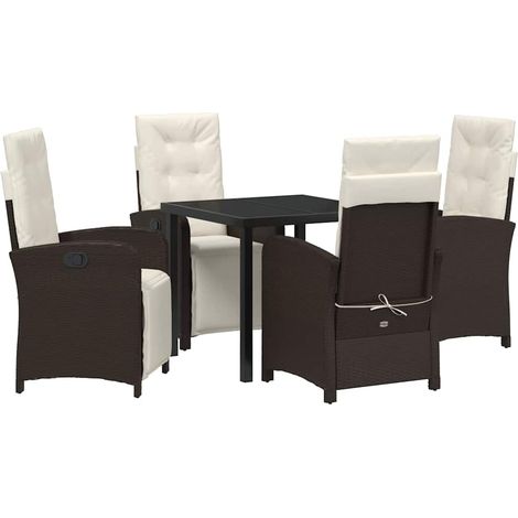 Maison Exclusive - Conjunto de Comedor de Jardín 5 uds. Marrón ra (1/5)