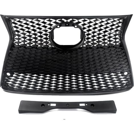 Rejilla del parachoques delantero, diseño de panal de abeja, plástico ABS duradero, negro brillante. (1/2)