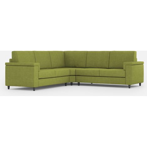 Divano Angolare 5 Posti 246x246x85 cm Marrak in Tessuto Verde (1/5)