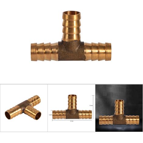 Pièce en T Laiton 12mm pour Raccord de Tuyau Carburant Air Comprimé Huile Gaz (1/5)