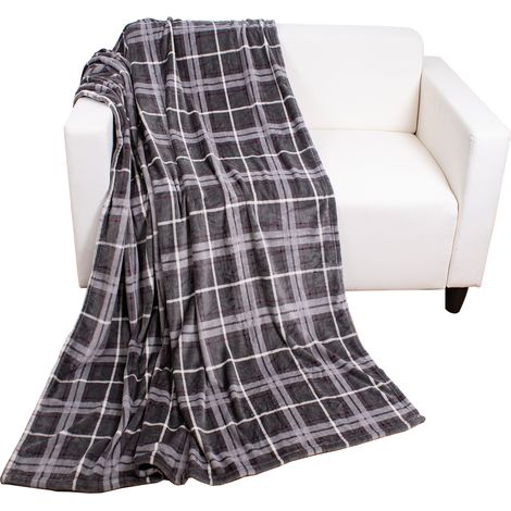 Flanell Kuscheldecke Karo 150x200cm-M995469-Grau (1/3)