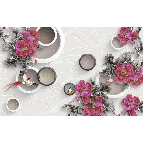 Papier peint panoramique - Fleurs Design 3D - 130 cm x 81 cm (1/2)