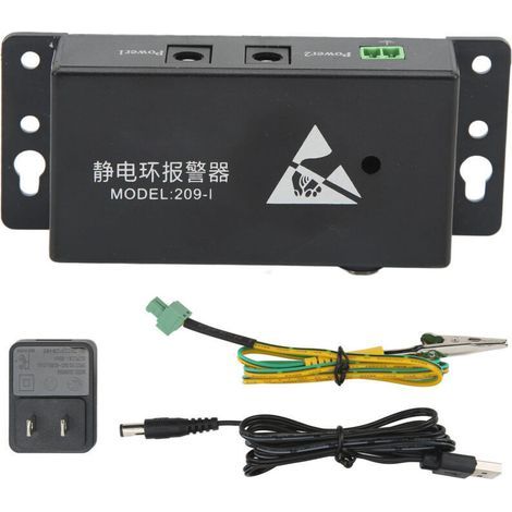 Pulsera antiestática ESD con alarma, enchufe estadounidense de 100-240 V, kit de herramientas de conexión a tierra para estaciones de trabajo. (1/5)