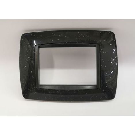 Placca Bombè Nera Flash 503 3M Moduli Compatibile Bticino Living International (1/2)