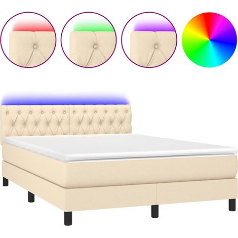 Maison Exclusive - Boxspringbett mit Matratze & LED Creme 140x200 (1/5)