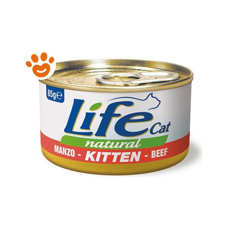 Life Cat Natural Kitten Manzo - Life Cat Natural Kitten Manzo - Lattina da 85 gr