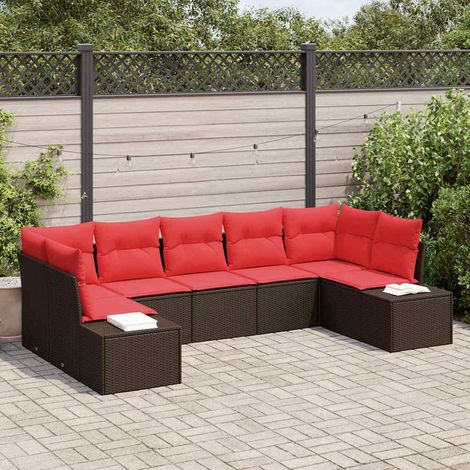 vidaXL Set Divano da Giardino con cuscino 7 pcs Marrone polyrattan (1/5)
