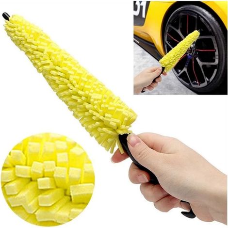 Cepillo para ruedas de coche, cepillo para limpiar neumáticos, herramienta para limpiar llantas de coche, mango para plumero, cepillo para detalles de motocicletas, camiones y ruedas de coche, 1 unida