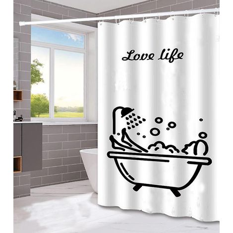 180180cm Rideau De Douche Impermable Avec Crochets (peints La Main Pour Le Bain), Haute Qualit, Anti-moisissure, Facile Nettoyer, Joliment Impr (1/5)