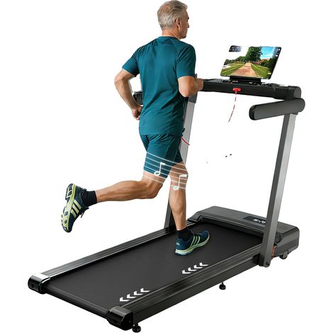 Tapis de course, 2,5 CV, Longueur de ceinture réglable 80-120 cm, Largeur de ceinture réglable 30-50 cm, Double affichage LED, Connectivité Bluetooth (1/5)