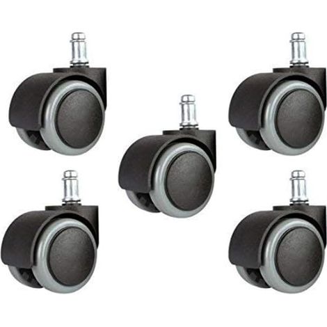 5-teiliges Set universeller Ersatzrollen für Bürostühle, 5,1 cm, Standardgröße, Schwarz und Grau (1/4)