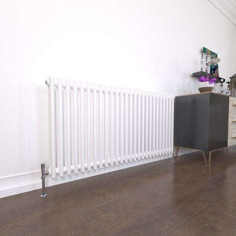 T&K Horizontal Radiator Traditional 2 Column Designer 600x1190mm White Modern Cast Iron Style Central Heating Rads (1/5)