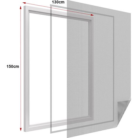 Zanzariera finestra adesiva nera 130x150 cm con nastro in velcro (1/3)