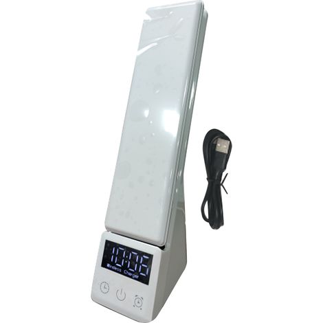 Lampe de bureau LED pliable multifonction avec chargeur sans fil pour les yeux, protection oculaire, idéale pour bureau et chambre, blanche. (1/5)